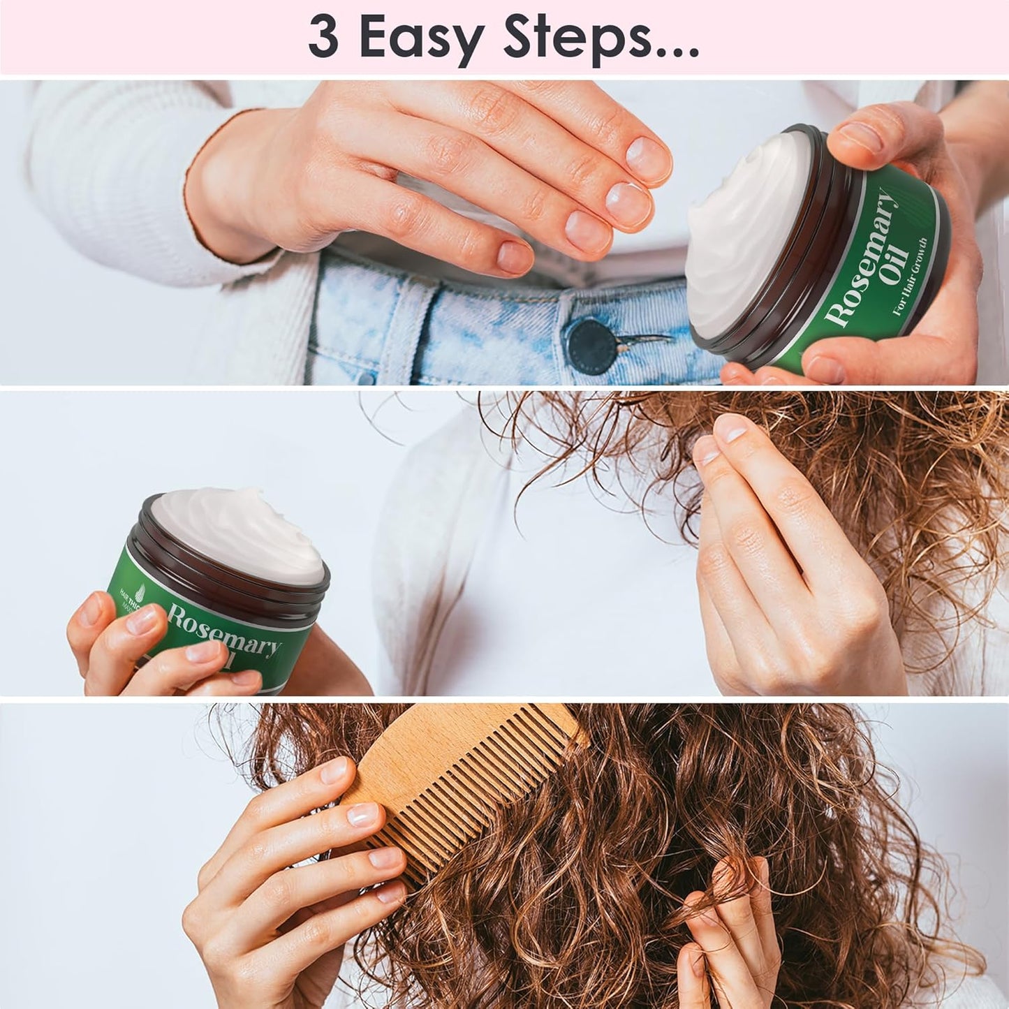 Rosemary Oil for Hair Growth Hydrating Mask for Dry Damaged Hair, Curly, Frizzy or Color Treated. Rosemary Scalp Treatment for Women, Men. Use Overnight, Leave In