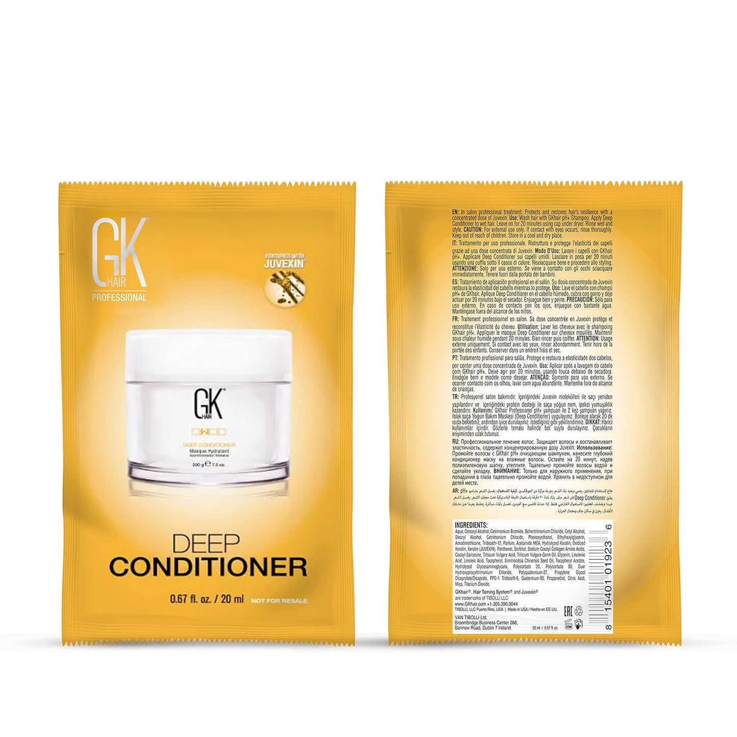 GK HAIR Global Keratin Deep Conditioner Masque Pack of 2 (0.67 Fl Oz/20ml) Intense Hydrating Repair Treatment Mask for Dry Damaged Color Treated Frizzy Hair Restoration Formula with JOJOBA Seed Oils
