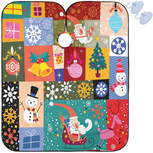 visesunny Barber Cape Christmas Stylish Pattern Polyester Hair Cutting Salon Cape Apron Anti-Static Haircut Water-Resistant Shaving Cloth Beard Shaving Bib Hairdressing Cape