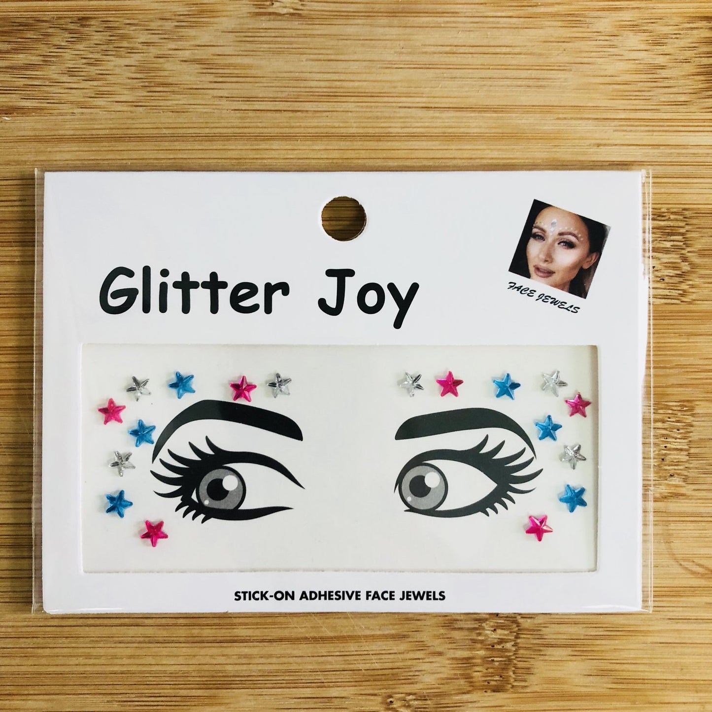 Eye Corners Face Jewels White Red Blue Star 4th of July Face Gems Tattoo Decorations Jewels Body Glitter Crystal Sticker Temporary Face Tattoo for 4th of July Costume Accessories, 2-Pack