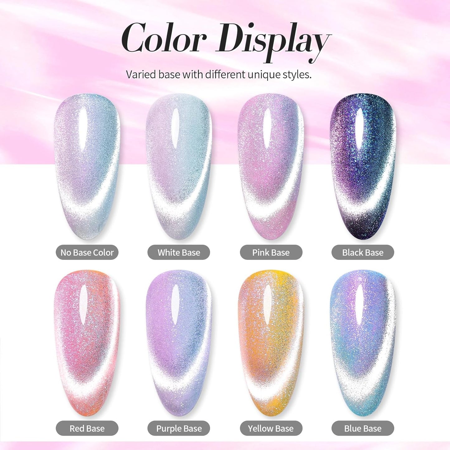 Born Pretty Cat Magnetic Eye Nail Powder Auroras Holographic Iridescent Nail Chrome Powder Chameleon Nail Powder Holographic Effect Glitter Pigment Dust for Nail Art Manicure DIY Design