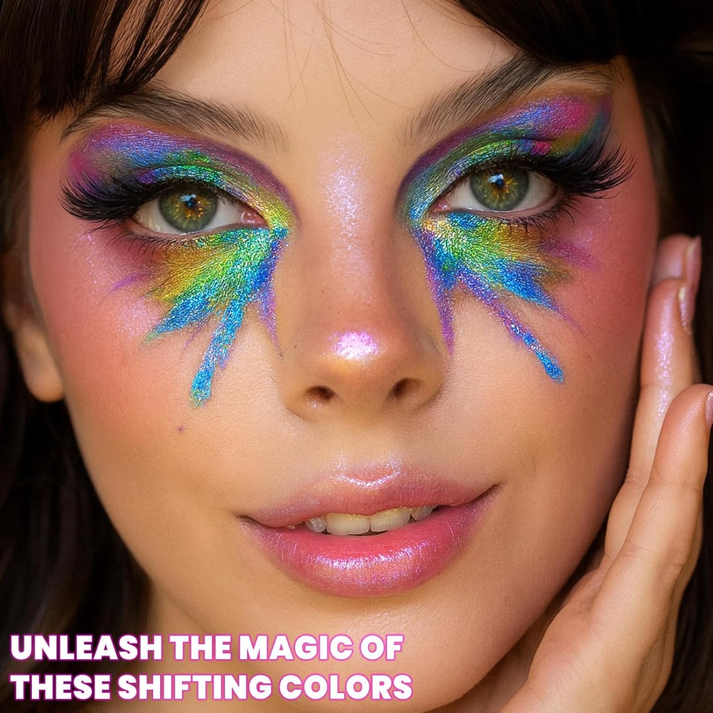 UCANBE Multichrome Chameleon Eyeshadow Makeup Palette, 4 Colors Holographic Metallic Glitter Eye Shadow Pallet, High Pigmented Creamy Duo Chrome Multidimensional Eye Make Up Kit