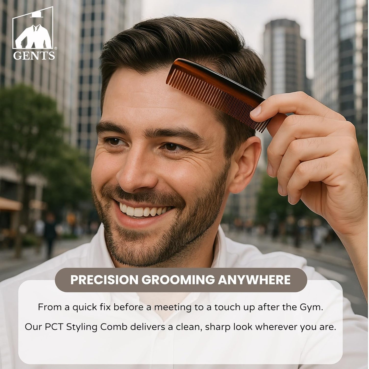 GENTS PCT 5-Inch Fine Tooth Pocket Hair Comb – 3-Pack Tortoise Shell Combs for Men & Women – Handmade from Cellulose Acetate – Anti-Static, Durable & Travel-Friendly for Grooming & Styling