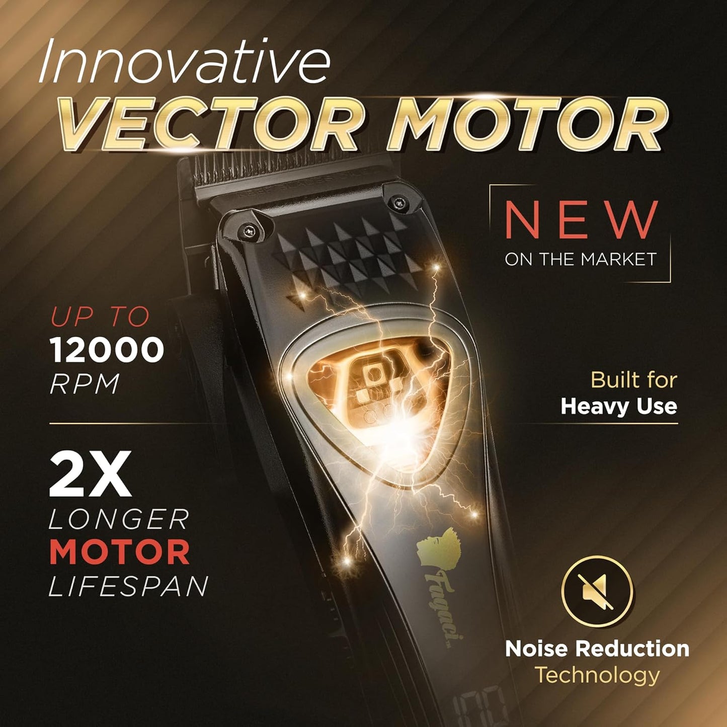 Fagaci Professional Hair Clippers for Men with DLC Blades and High Torque, Vector Motor 12000 RPM Professional Barber Clippers Cordless, Mens Hair Clipper Cordless Set