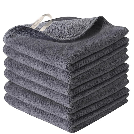Nugilla Makeup Remover Cloth 12 x 12 Inch, Reusable Makeup Remover Towels for Washing Face, 6 Pack Washable Microfiber Face Cloth Fast Drying Washcloth, Grey