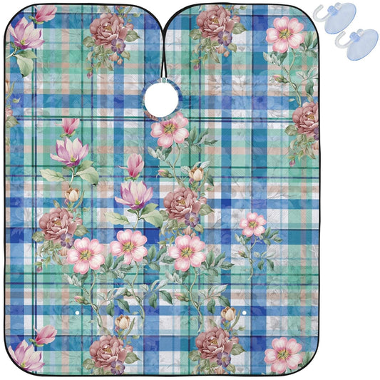 visesunny Barber Cape Flower Pattern Design Polyester Hair Cutting Salon Cape Apron Anti-Static Haircut Water-Resistant Shaving Cloth Beard Shaving Bib Hairdressing Cape