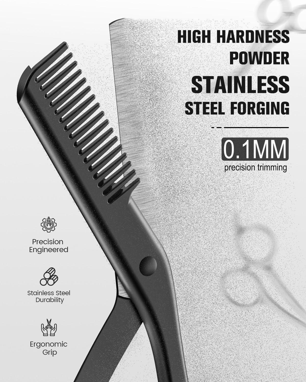 FERYES Eyebrow Trimmer Scissors with Combs, Stainless Steel Scissor & Comb in One, Precision Eyebrow Trimming Scissors for Women and Men