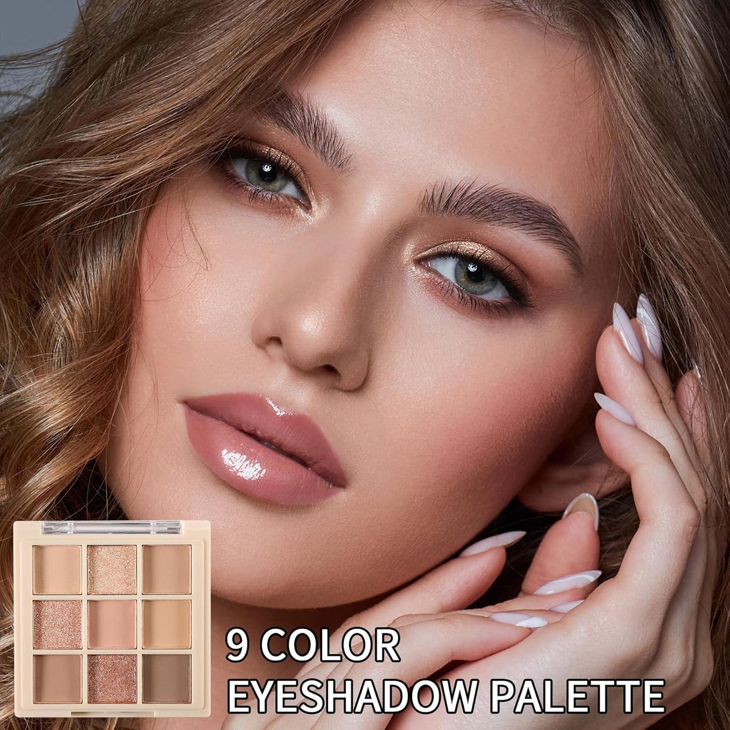 Erinde 9 Colors Eyeshadow Palette, Matte Shimmer Glitter Eye Shadow Makeup Palette, Highly Pigmented Long Lasting Waterproof, Natural Neutral Nude Eyeshadow Makeup Pallet, Milk Latte Color