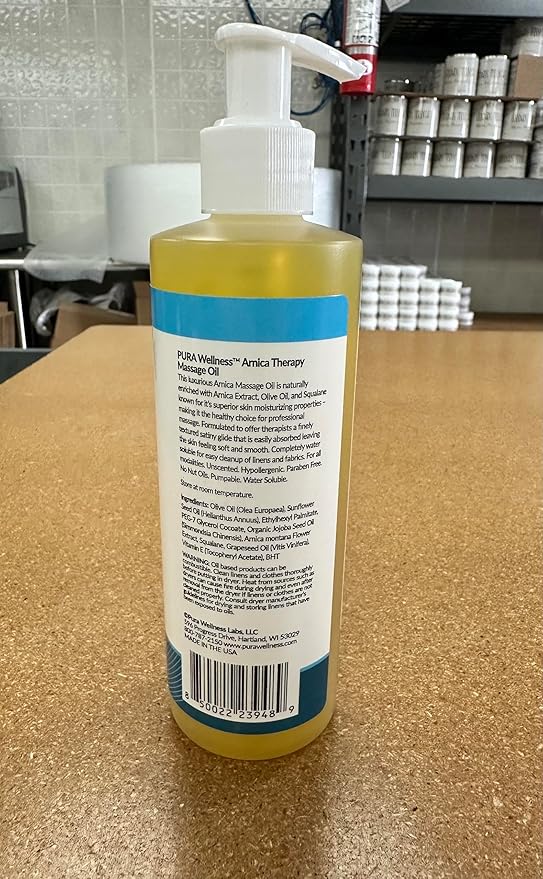 PURA Arnica Oil - Unscented Deep Tissue Massage Therapy, Hypoallergenic for Muscle Recovery, 8oz