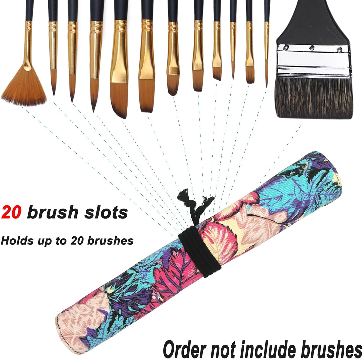 Funny live Paint Brush Holder Art Supplies, Artist Brush Holder & Art Supply Storage Organizer Roll-Up Case Bag, Protect Acrylic Oil Watercolor Paintbrushes (Maple Leaf-20 Slot Pockets)