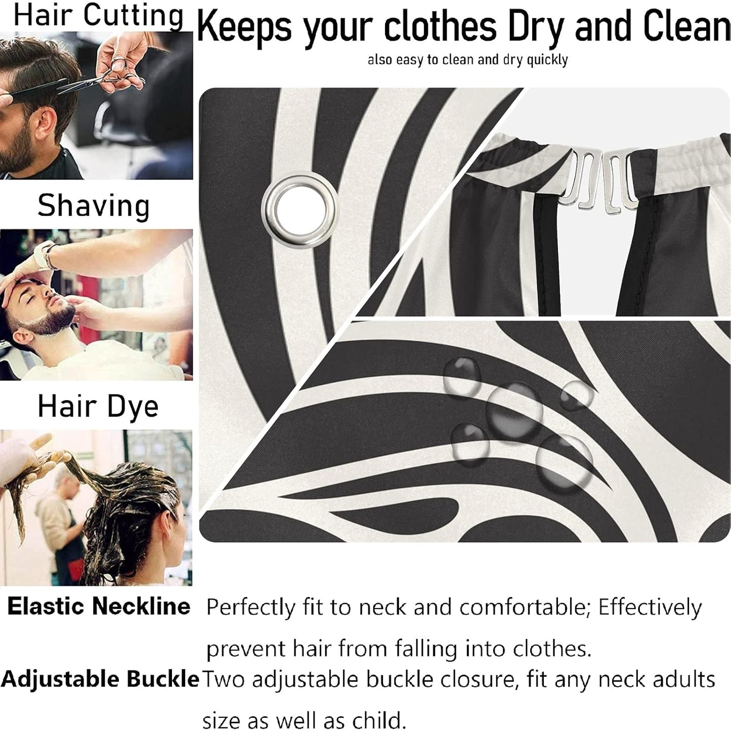 visesunny Barber Cape Black Whirlpool Pattern Polyester Hair Cutting Salon Cape Apron Anti-Static Haircut Water-Resistant Shaving Cloth Beard Shaving Bib Hairdressing Cape