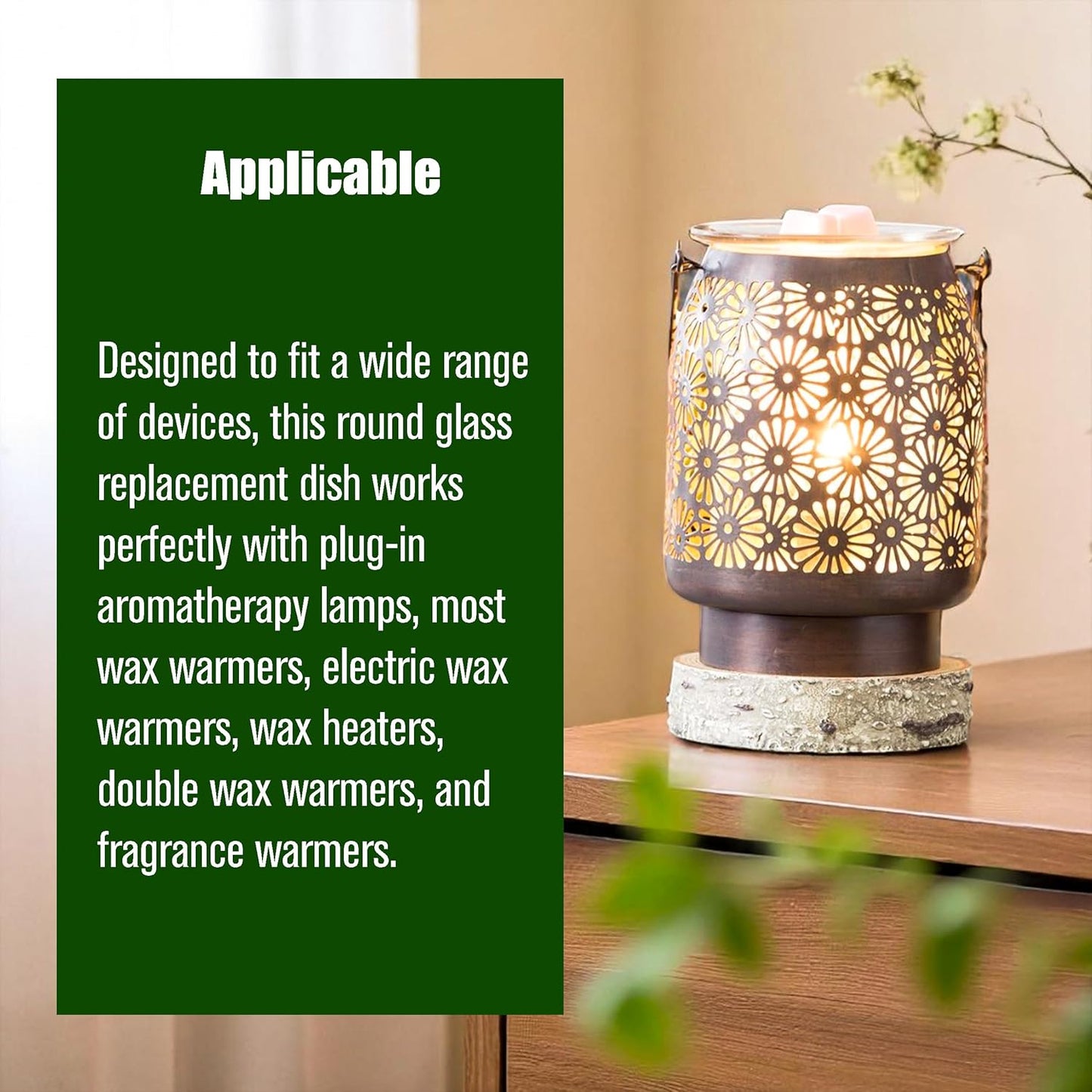 2Pcs 4.5 Inch/115mm Wax Warmer Replacement Dish, Glass Heating & Melting Plate for Electric Oil Tart Burner, Candle Melter Lamp Aromatherapy Tray Bowl , Diffuser Dishes for Home, Office, or Meditation