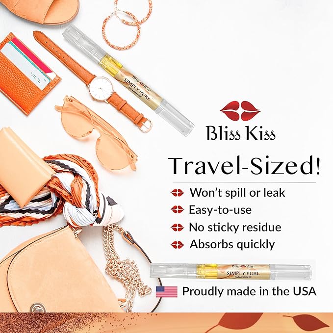 Bliss Kiss | 4 Pumpkin Spice Latte Scent Nail | Oil Cuticle Pen w/Vitamin E & Jojoba⏤Nail Strengthener Nail Growth Serum for Brittle Peeling Breaking Thin Nails