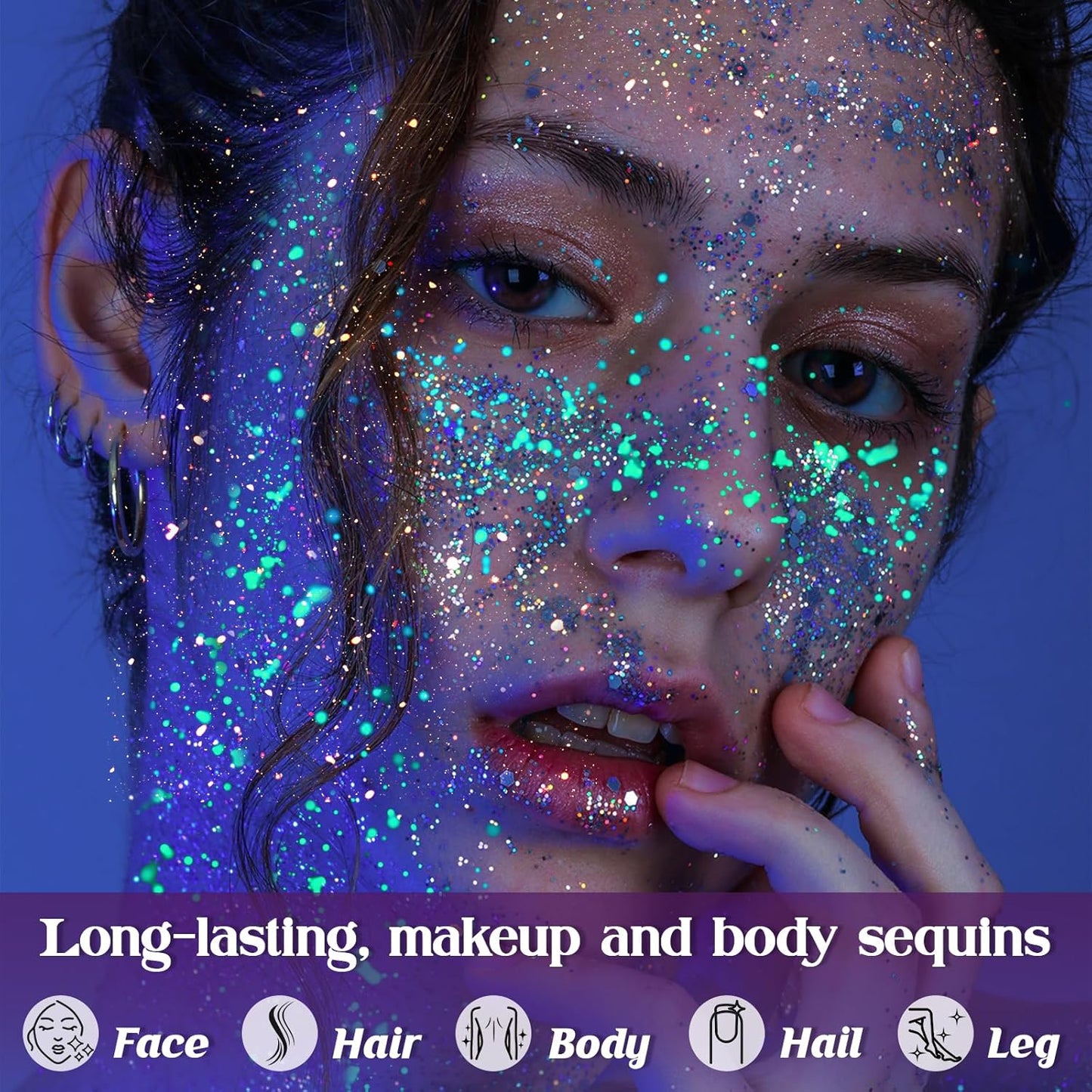 12 Colors Makeup Body Glitter Gel and Face Glitter Gel, Glow in The Dark for Hair and Eyeshadow, UV Black Light for Raves Festivals, Makeup for Women and Kids
