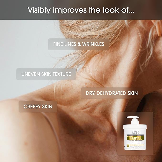 Advanced Clinicals Retinol Body Cream + Hyaluronic Acid Moisturizer 2pc Skincare Set | Face Cream & Body Lotion For Women & Men Helps Improve Appearance Of Crepey Skin, Dry Skin, & Wrinkles, 2pc