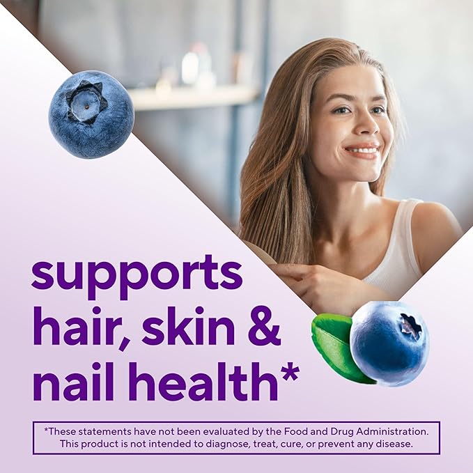 vitafusion Extra Strength Biotin Gummy Vitamins, Berry Flavored, 5,000 mcg Biotin Vitamins, America’s Number 1 Gummy Vitamin Brand, 50 Day Supply, 100 Count (packaging may vary)