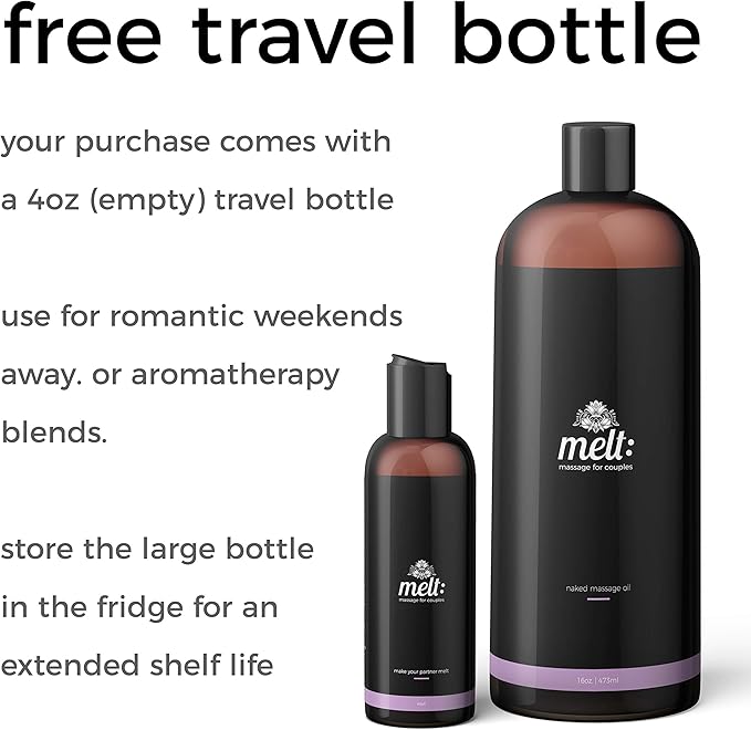 Melt Sensual Massage Oil | Relaxing, Therapeutic Sweet Almond Oil | Soft, Moisturizing Skin Therapy | Provides Couples with Muscle, Body Tension & Stress Relief (16oz)