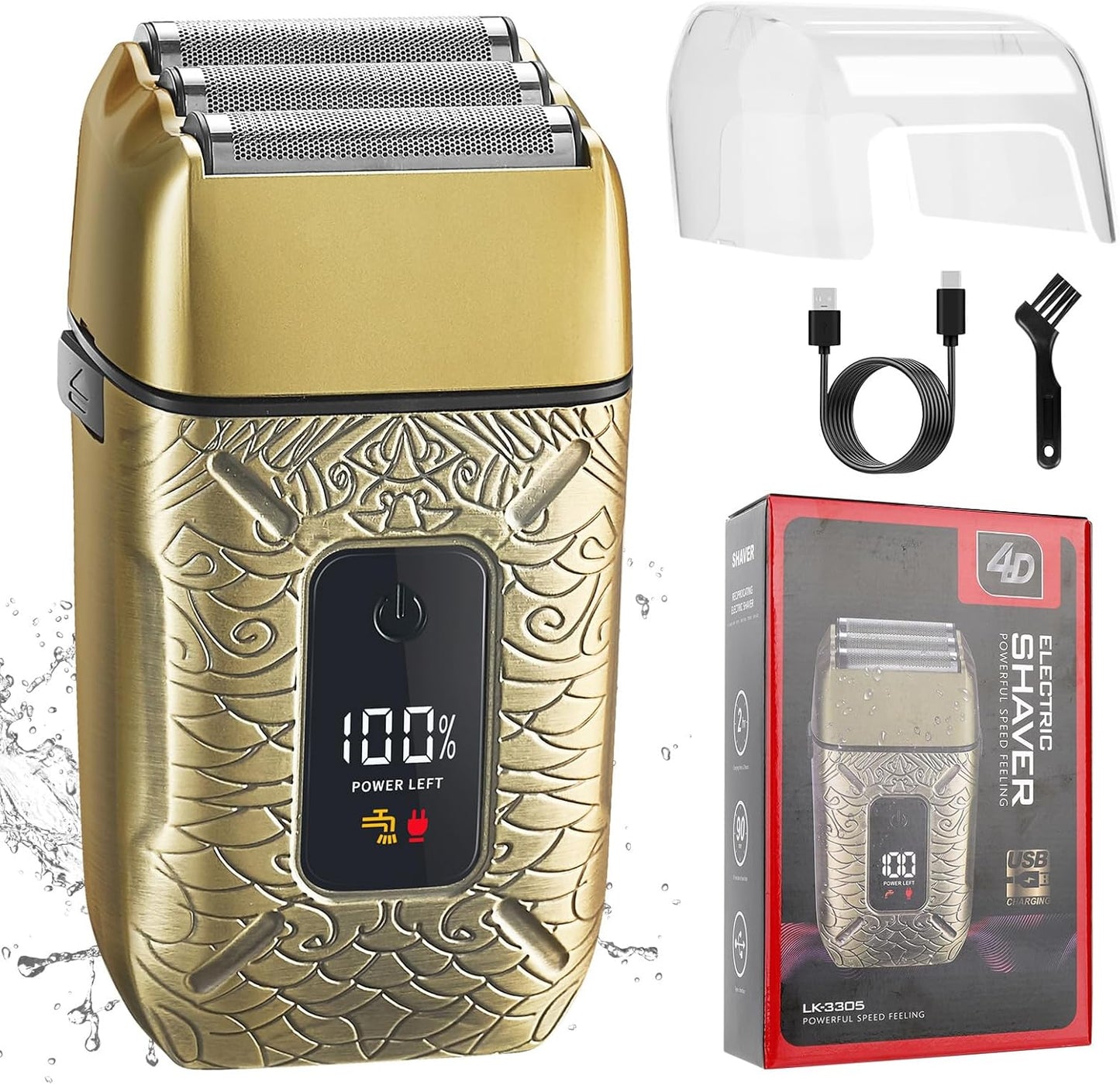 Electric Shavers for Men,Waterproof Powerful Motor Electric Razor,Head Shavers for Bald Men,Triple Foil Beard Trimmer,Barber Supplies LED Displays & USB Charging Shaver, Gifts