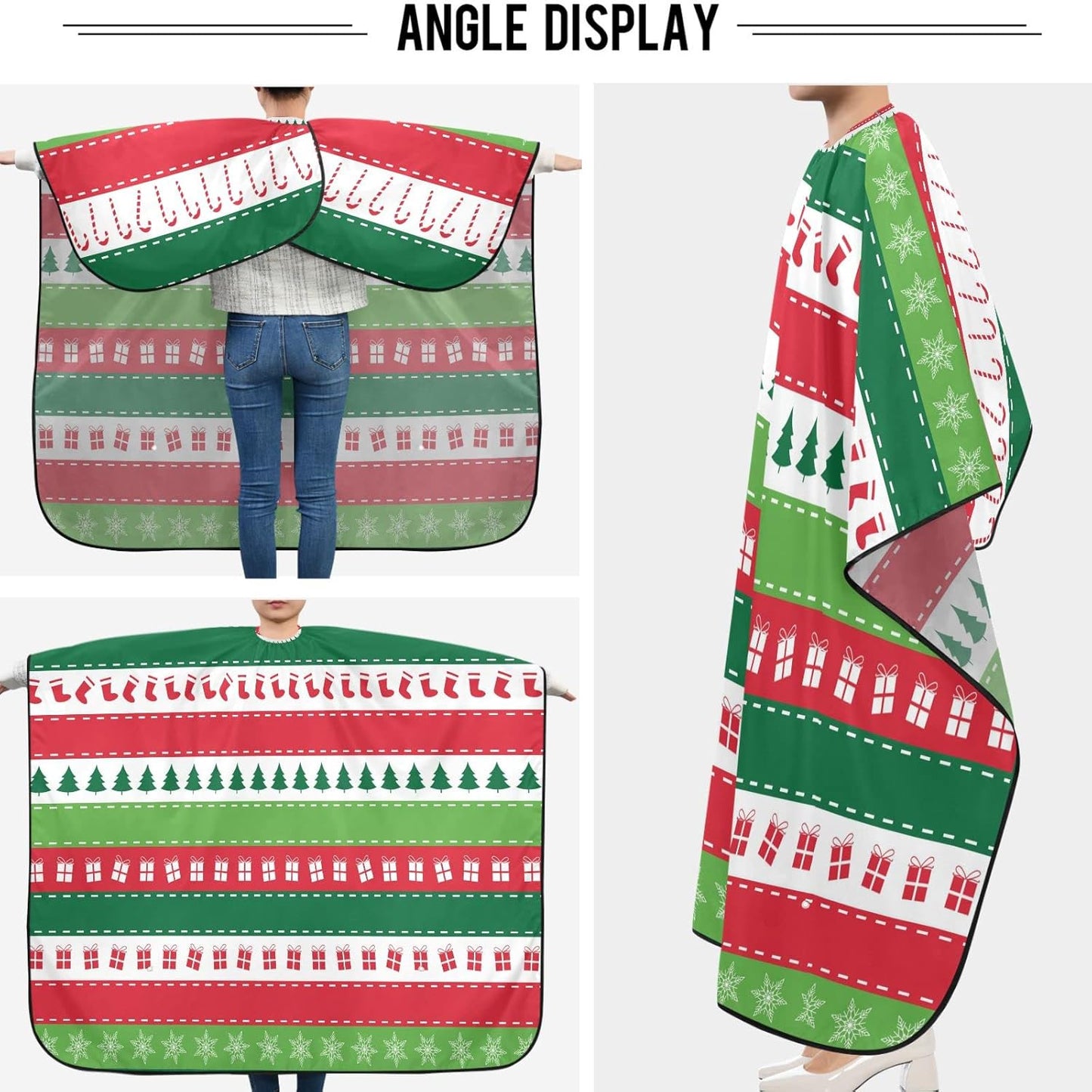 visesunny Barber Cape Christmas Seamless Pattern Polyester Hair Cutting Salon Cape Apron Anti-Static Haircut Water-Resistant Shaving Cloth Beard Shaving Bib Hairdressing Cape