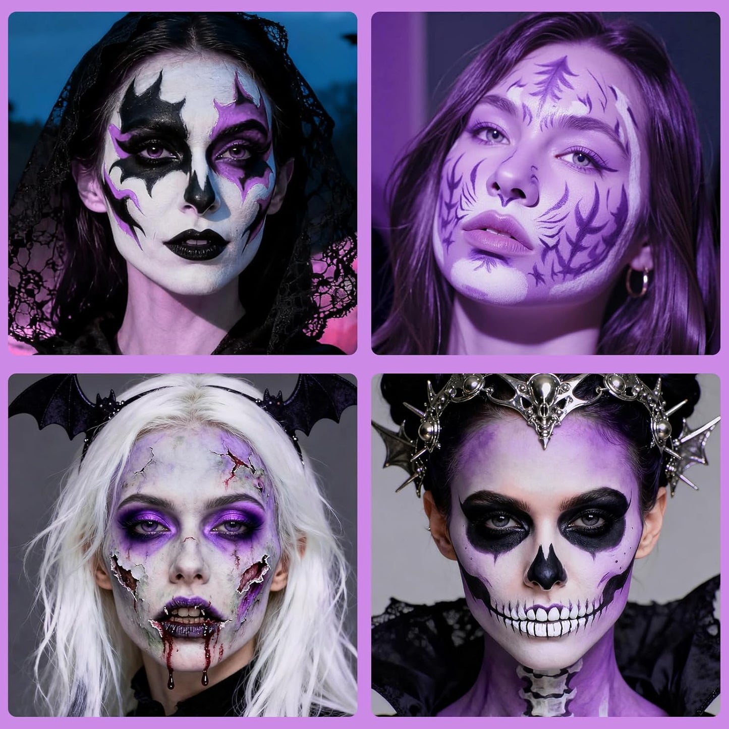 Light Purple Cream Face Body Painting Foundation, Professional Waterproof Oil Based Light Purple Face Paint Halloween SFX Ursula Costume Cosplay Makeup Face Paint for Adult Costume Party