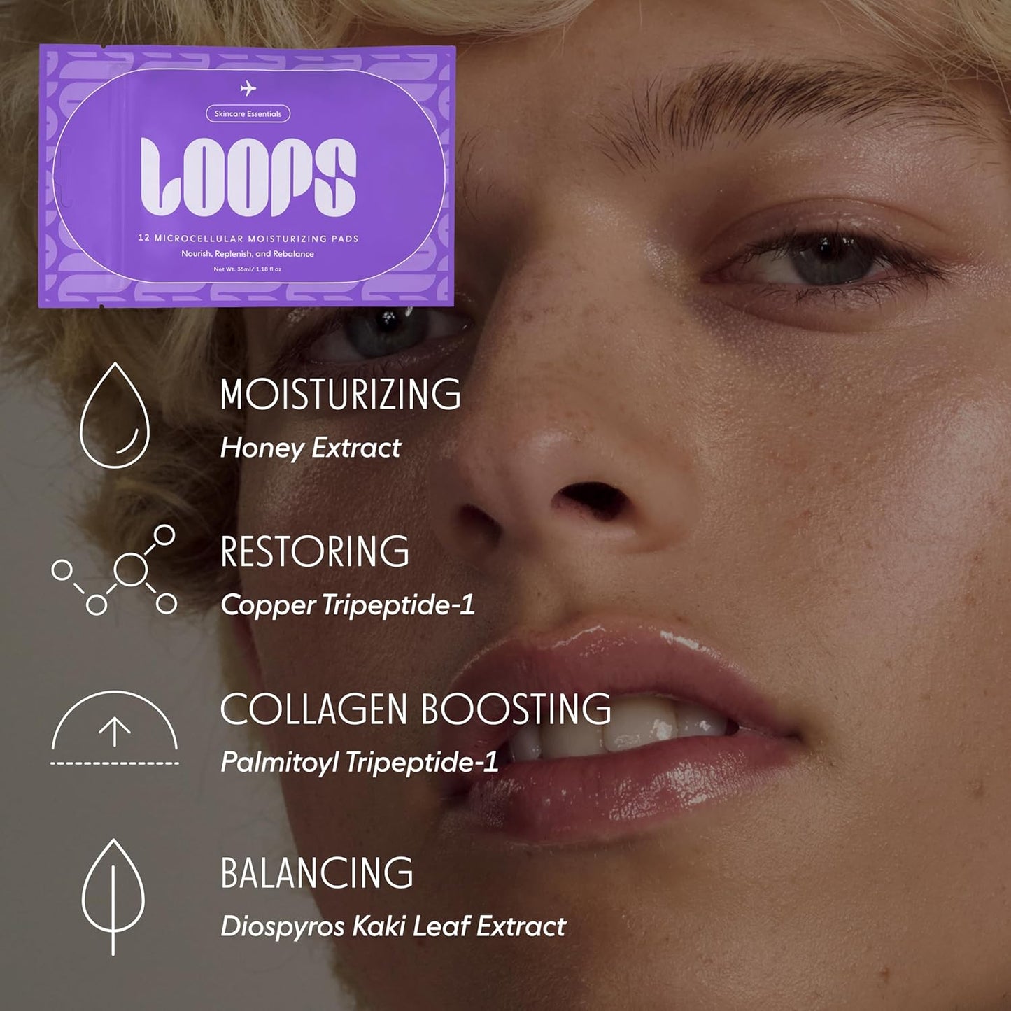 LOOPS MicroCellular Moisturizer Korean Skincare - Nourish, Replenish, and Rebalance - Collagen Boosting, Restoring, Moisturizing Skin Care - Pre-soaked Veocell Embo Pad - Anti-Aging Face Moisturizer