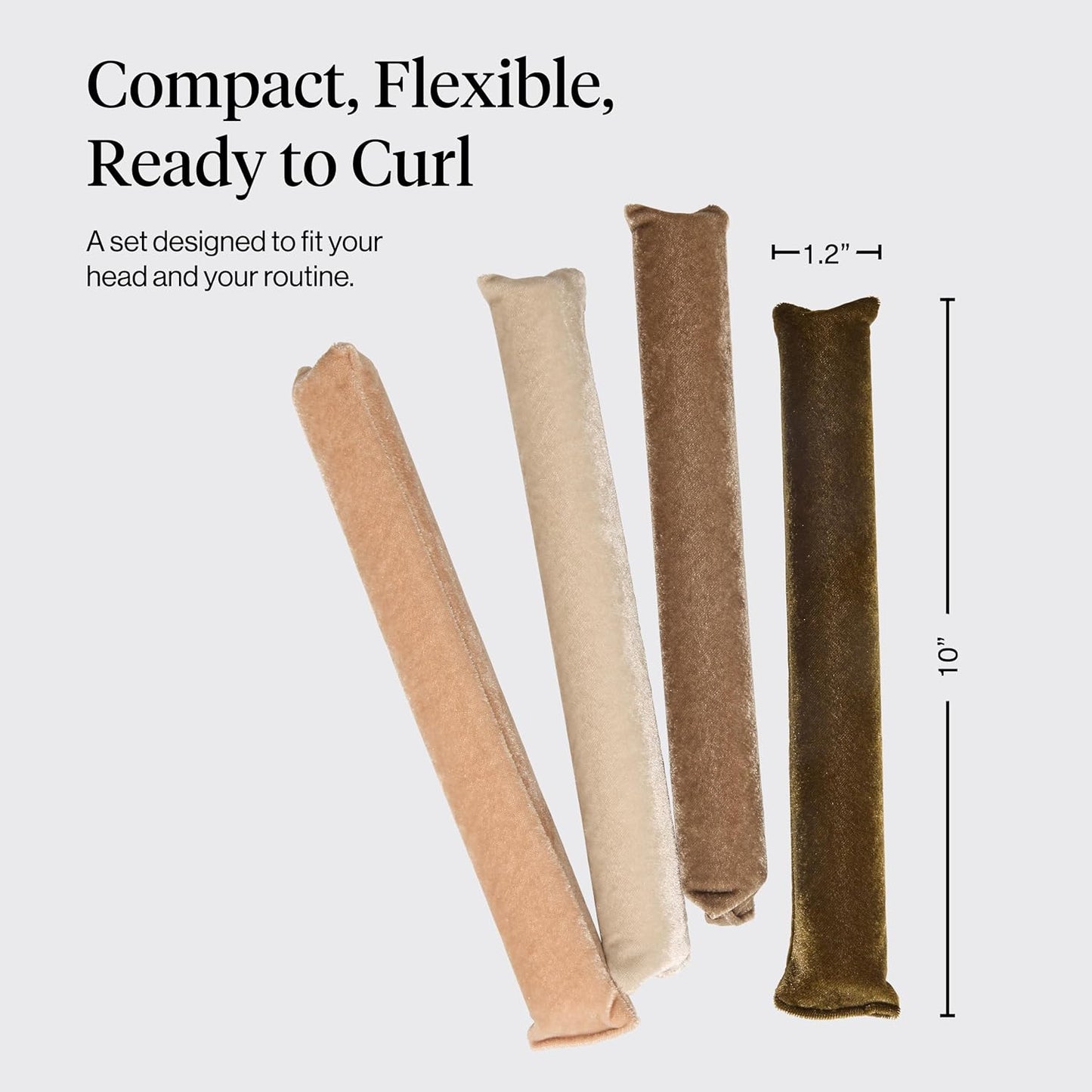 Kitsch XL Flexi Rods for Heatless Curls Overnight - Soft Velvet Hair Rollers for Women - Hair Curlers to Sleep In - Eucalyptus, 4pcs