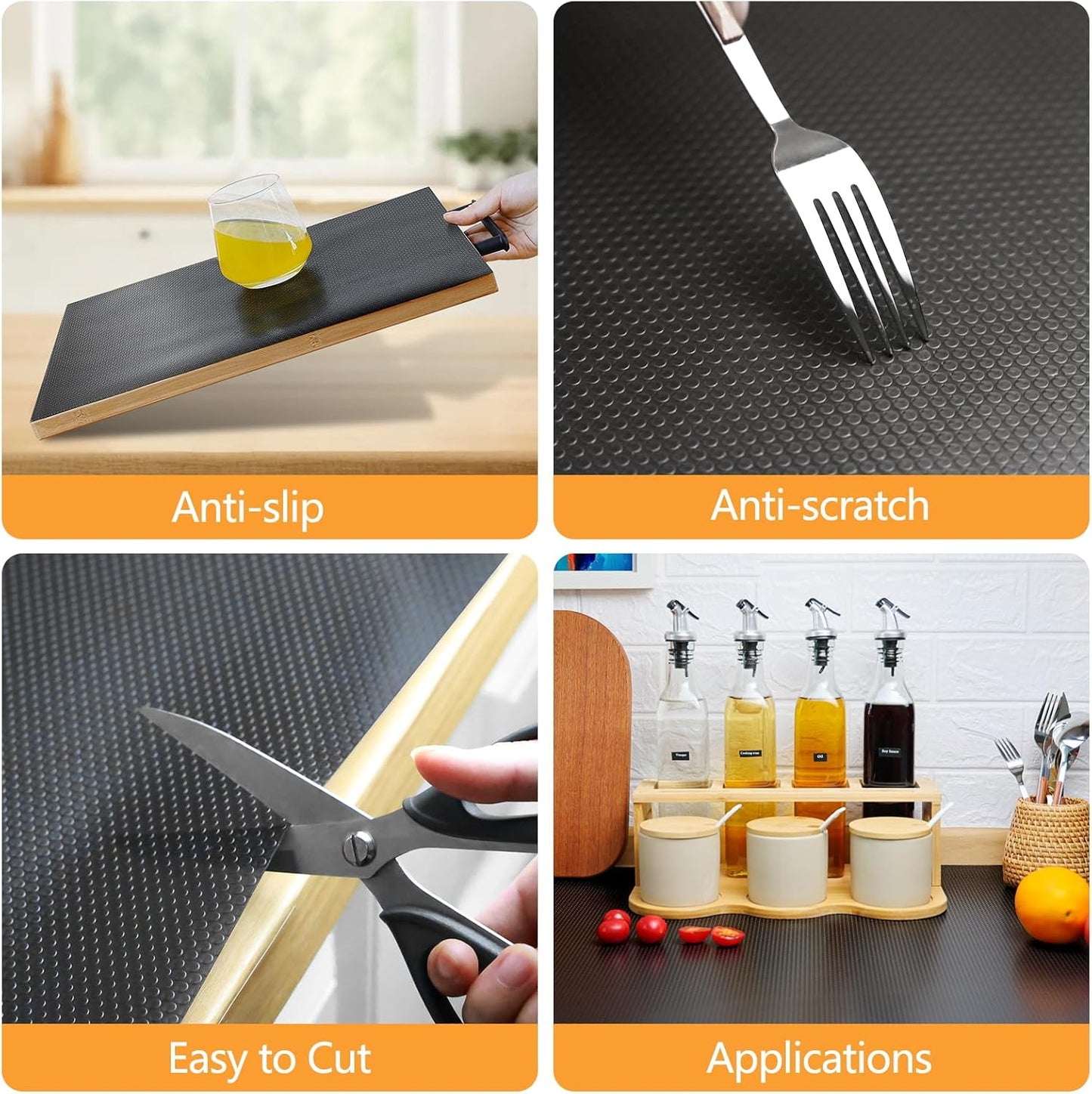 Shelf Liners 24 inch x 20 ft Shelf Liners for Kitchen cabinets nonstick Lining Drawer Mats EVA Protector for Cupboard (Translucent Black,24 inch x 20 ft)