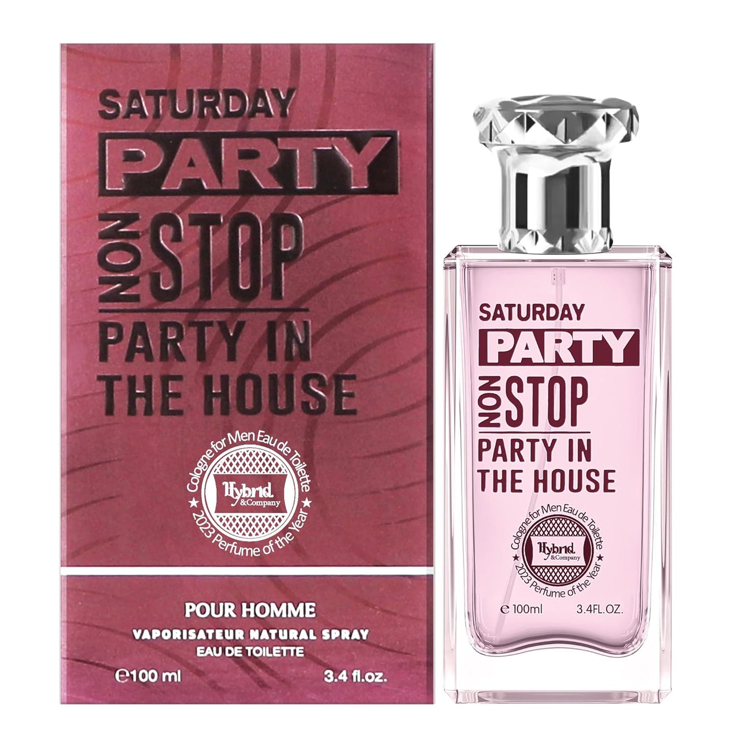 Hybrid & Company Saturday Party Non Stop Red Non Stop Part In The House Pour Homme Eau De Toilette Natural Spray Vaporisateur,3.4FL.OZ