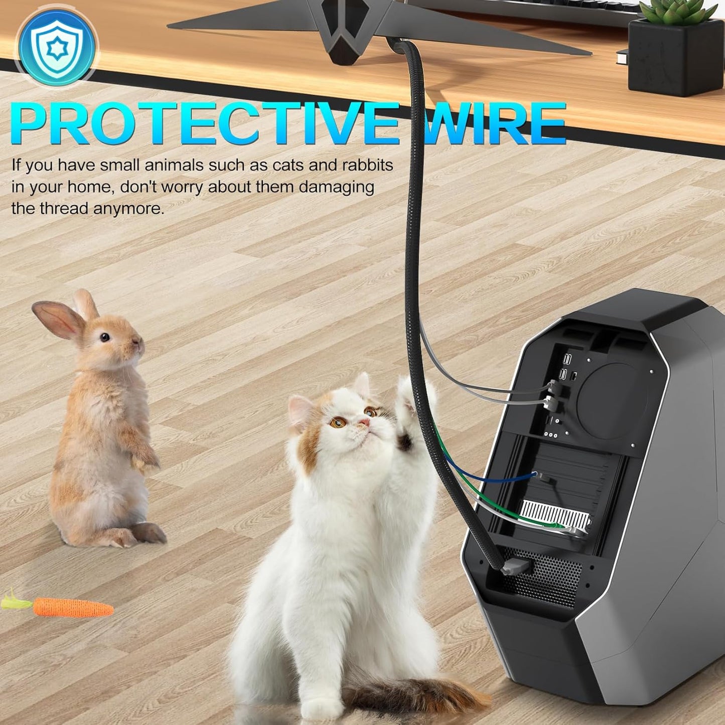 1-1/4"-30Ft Wire Cord Protector, Wire Loom Tubing, Cable Sleeve Split Sleeving for Computer Electrical Wire Organizer Sleeve Hose