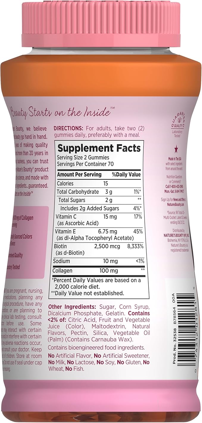 Nature's Bounty with Biotin and Collagen, Citrus Gummies, 140 Ct