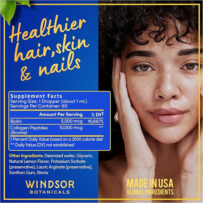 WINDSOR BOTANICALS Liquid Collagen and Iron for Women Beaty and Wellness Bundle