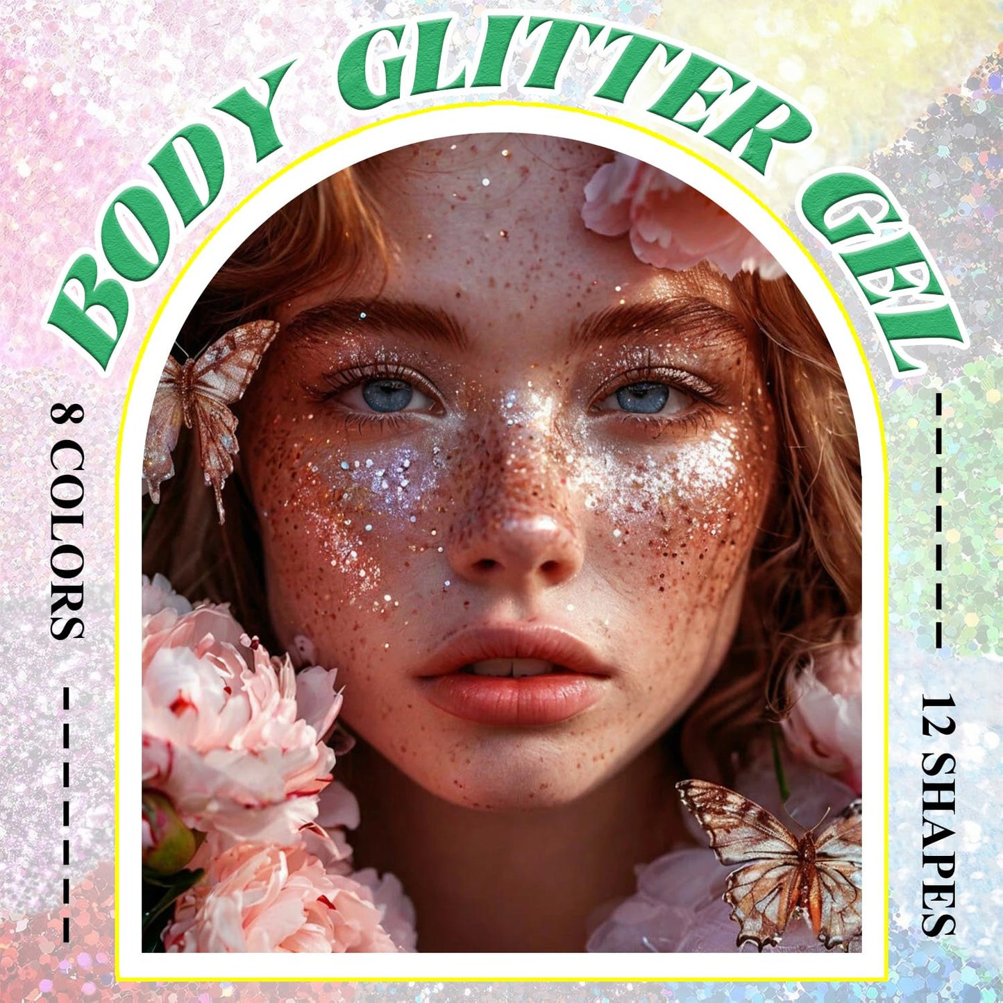 Body Glitter Face Glitter, Hair Glitter for Kids, 12 Shapes Fine Chunky Glitter Gel for Women Girls Makeup Sparkles Party Mermaid Sequins Rave Accessories Singer Concerts Festival (Red Scheme)