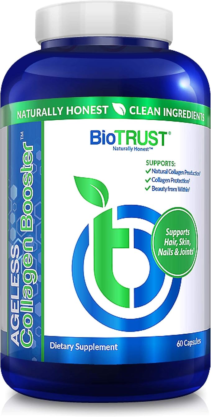 BioTrust Ageless Collagen Booster, Powerfully Support Beauty from Within, Plant-Based Collagen Builder, Glowing Skin, Gorgeous Hair, Beautiful Nails, Healthy Joints, 60 Capsules (30 Servings)