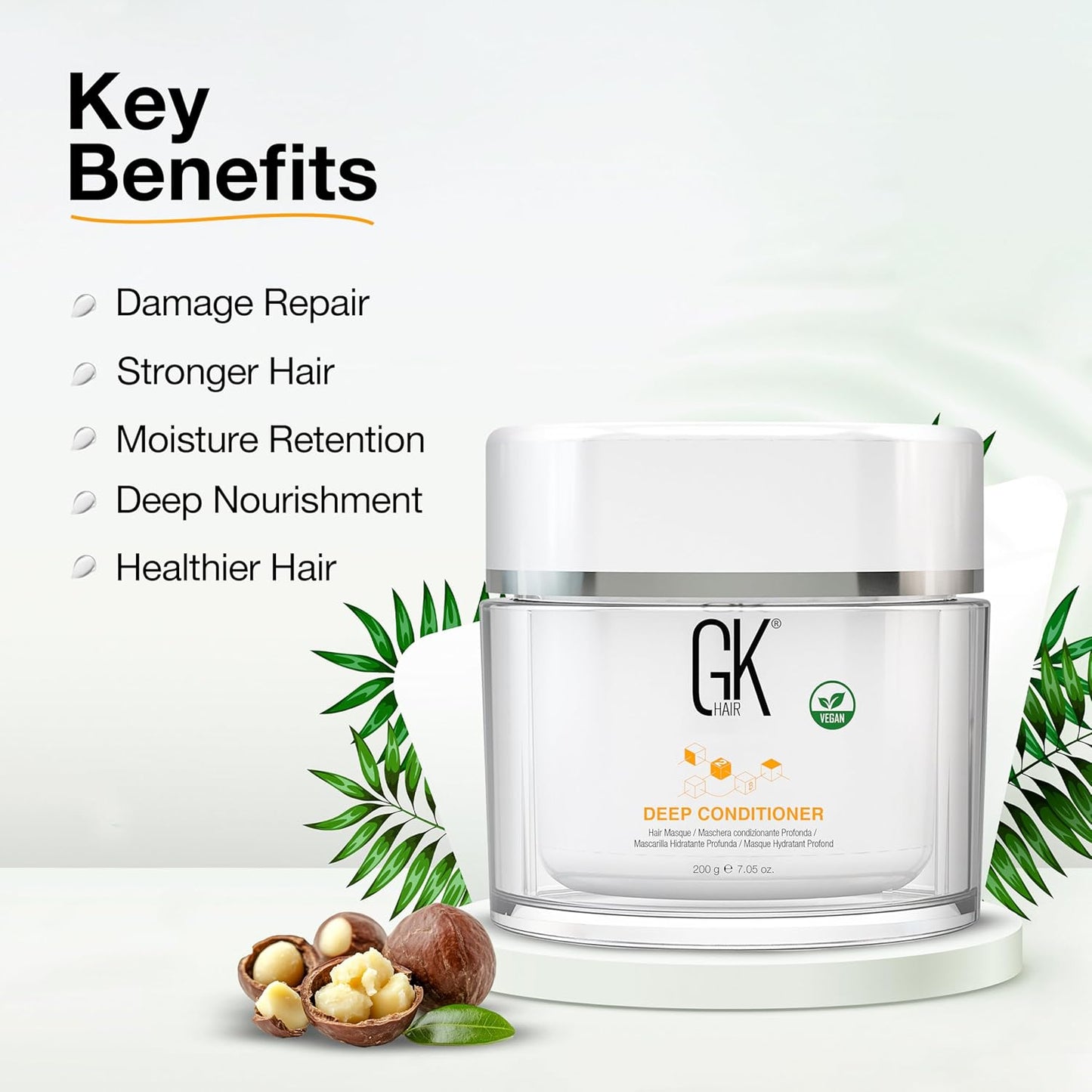 GK HAIR Global Keratin Deep Conditioner Masque Pack of 2 (7.05 Fl Oz/200 g) Intense Hydrating Repair Treatment Mask for Dry Damaged Color Treated Frizzy Hair Restoration Formula with JOJOBA Seed Oils