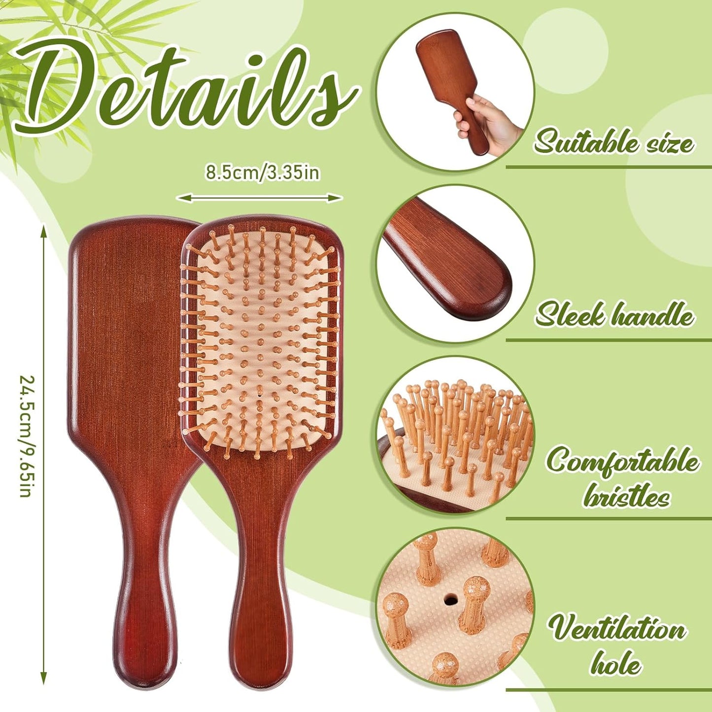 Tessco for you 12 Pcs Christmas Bamboo Hair Brushes Thanksgiving Bulk Wooden Paddle Brush Scalp Massage Bristle Anti Static Engraving DIY Gift for Women Wedding(9.65'' X 3.35'',Deep Brown-natural)