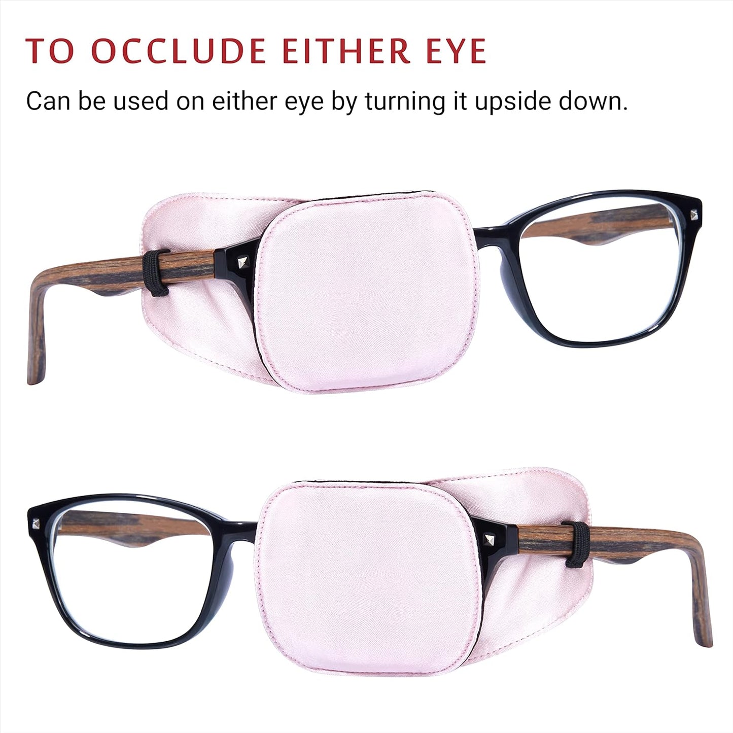 Astropic 2Pcs Silk Eye Patches for Adults Kids Glasses to Cover Either Eye (Medium, English Rose Pink)