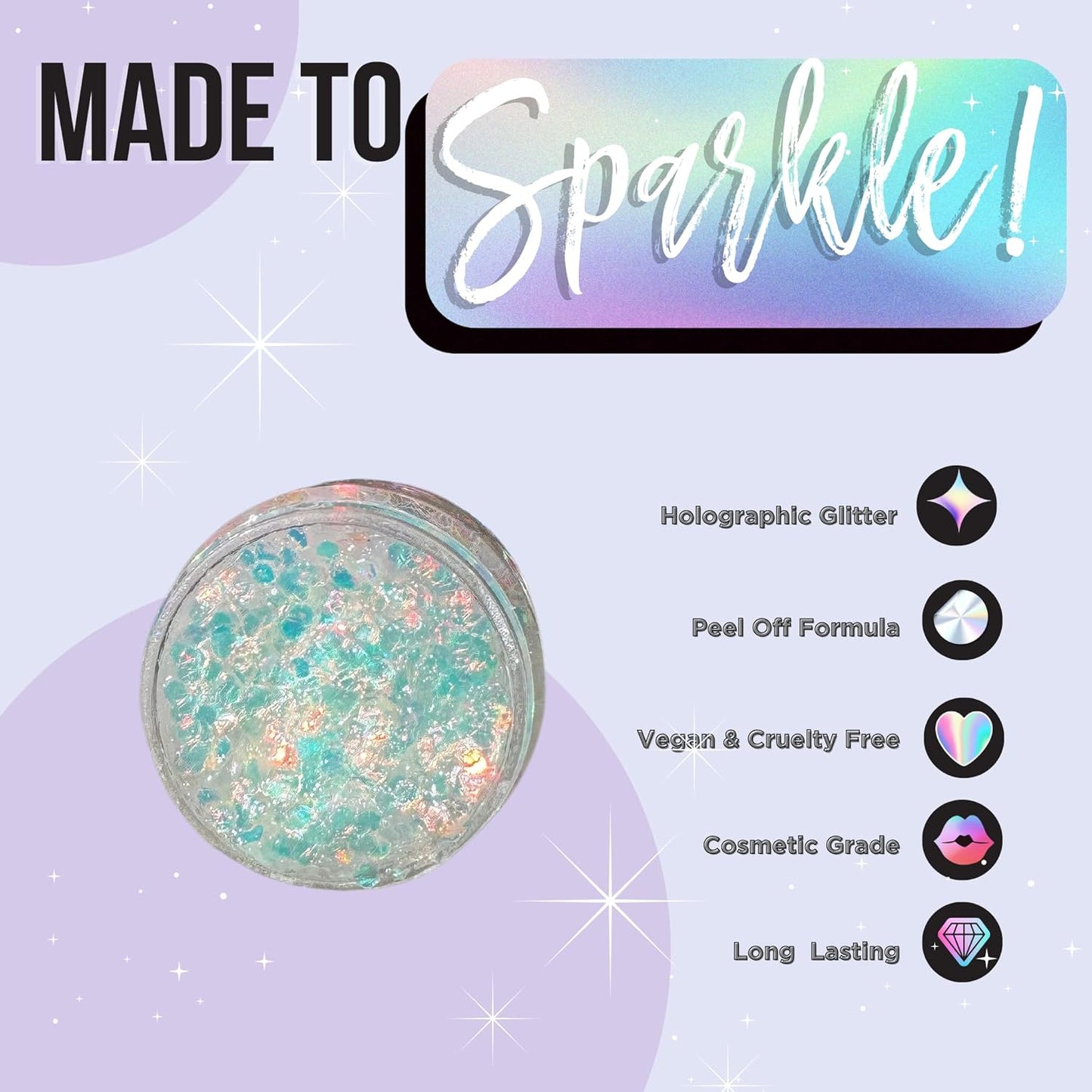 Stunt Trainer Cheer Glitter Face Body Makeup Peel Off Gel Chunky Holographic 15 Colors 1.6oz Vegan Cruelty Free Nontoxic Cheerleader Cheerleading Makeup
