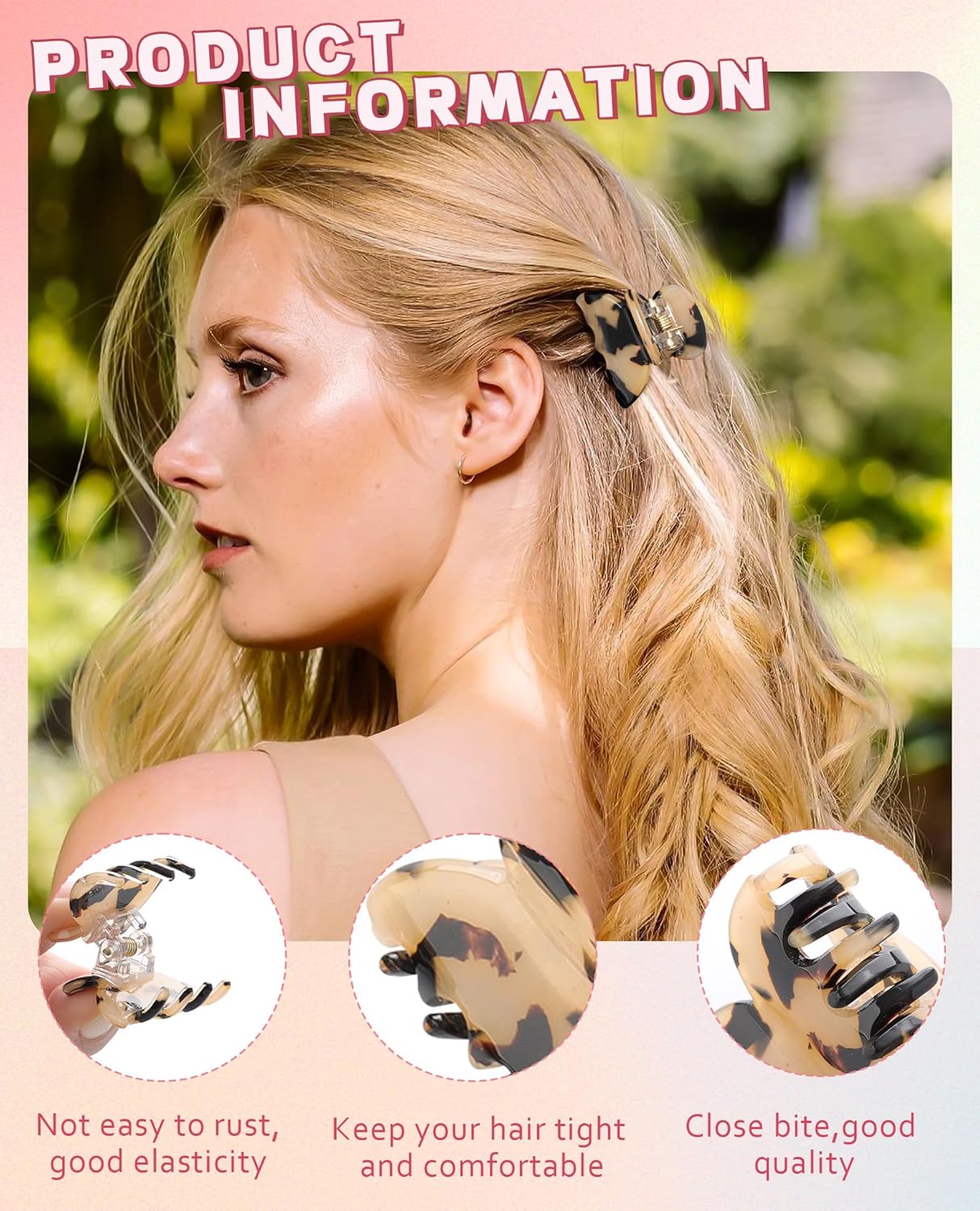 Claw Hair Clips Jaw Clamps - 12PCS Small Hair Claw Jaw Clamp for Thin Hair Styling Accessories Classic Hair Clamp for Women Girls(Amber)