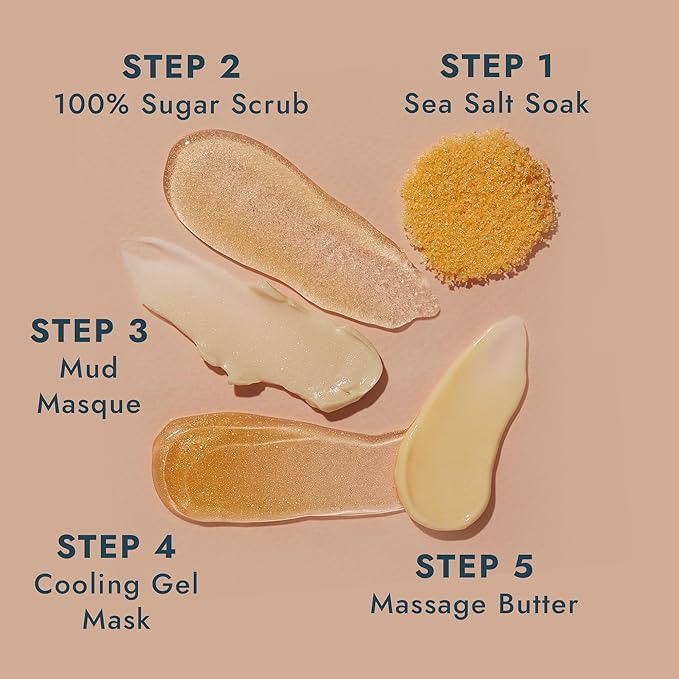 VOESH Pedi in a Box Glimmer - 2 Packs, Golden Vanilla, Pedi in a Box, Spa Pedicure Kit, Sparkly Pedicure, DIY Pedi, Foot Care, At-Home Pedi Products, Vegan Skincare