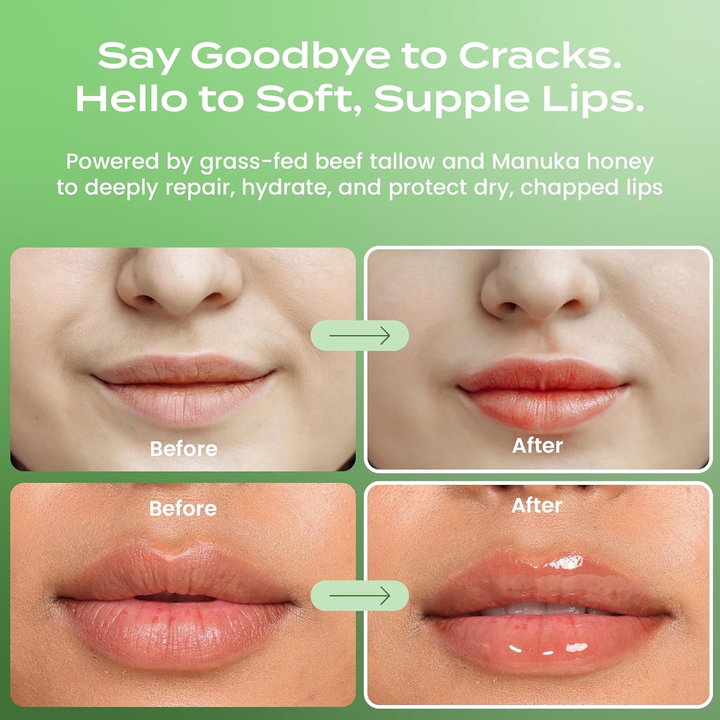 Body Restore Grass Fed Beef Tallow Lip Mask, with Manuka Honey – Christmas Stocking Stuffers, White Elephant, Hydrating Moisture, Travel Essentials, Self Care, Birthday Gifts for Women, Men – Bergamot