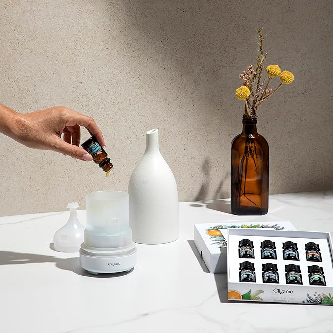 Cliganic USDA Organic Aromatherapy TOP 12 Essential Oils Set, 100% Pure - Peppermint, Lavender, Eucalyptus, Tea Tree, Lemongrass, Rosemary, Frankincense, Orange, Lemon, Cassia, Cedarwood & Grapefruit
