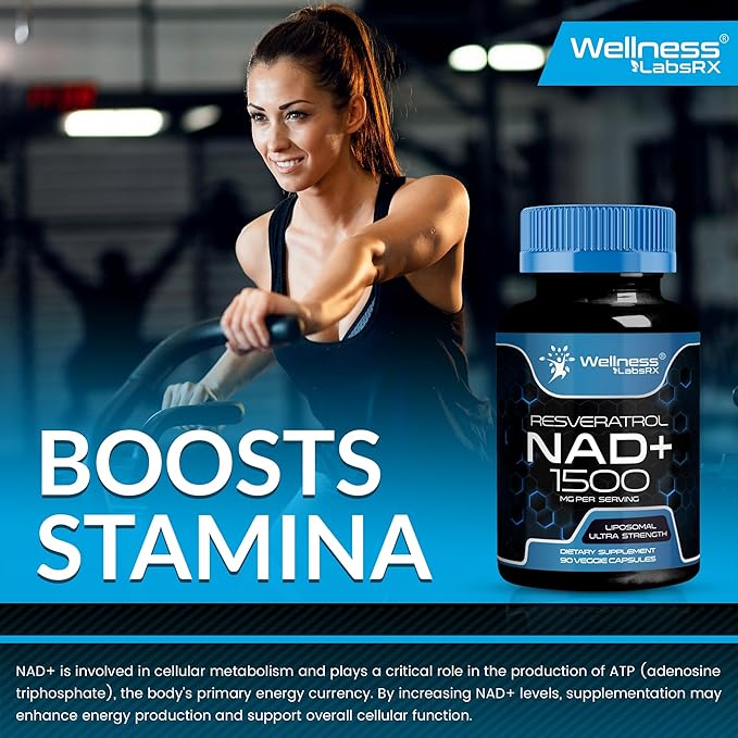NAD Supplement, 1500mg - Liposomal NAD+ Supplement with Resveratrol, NAD Plus Boosting Supplement - Support Cellular Health, Stamina & Healthy Aging - Ultra Strength Capsules - 3 Pack