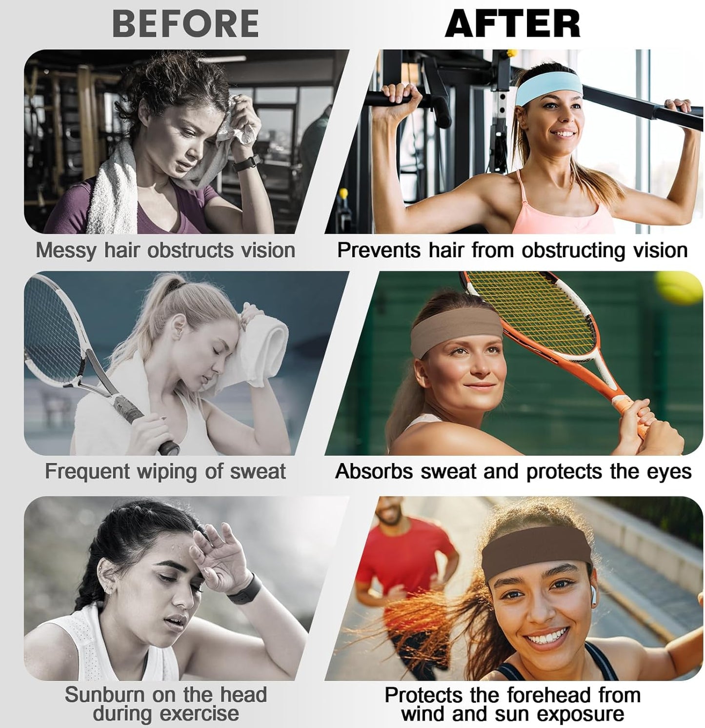 10 PCS Headbands for Women - Fashion Non Slip Cotton Headbands for Women and Men Perfect for Sports and Outdoor Activities in Summer,Including Running, Yoga, Cycling, Gym Workouts