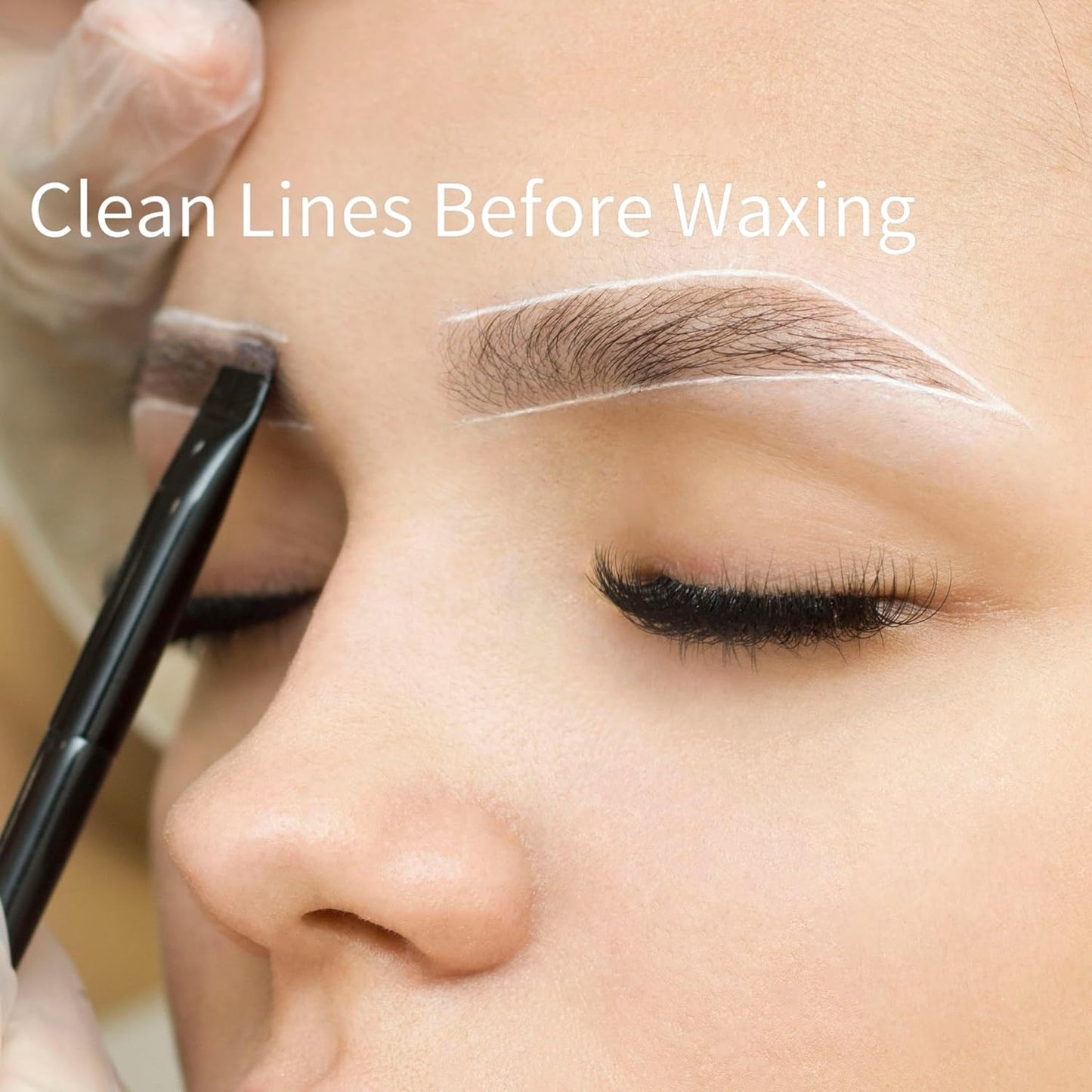 Ink Permanent Eyebrow Mapping Kit, White Mapping Paste for Brow and Lip with Dual-Sided Brush and Cotton Swabs, PMU and Microblading Supplies