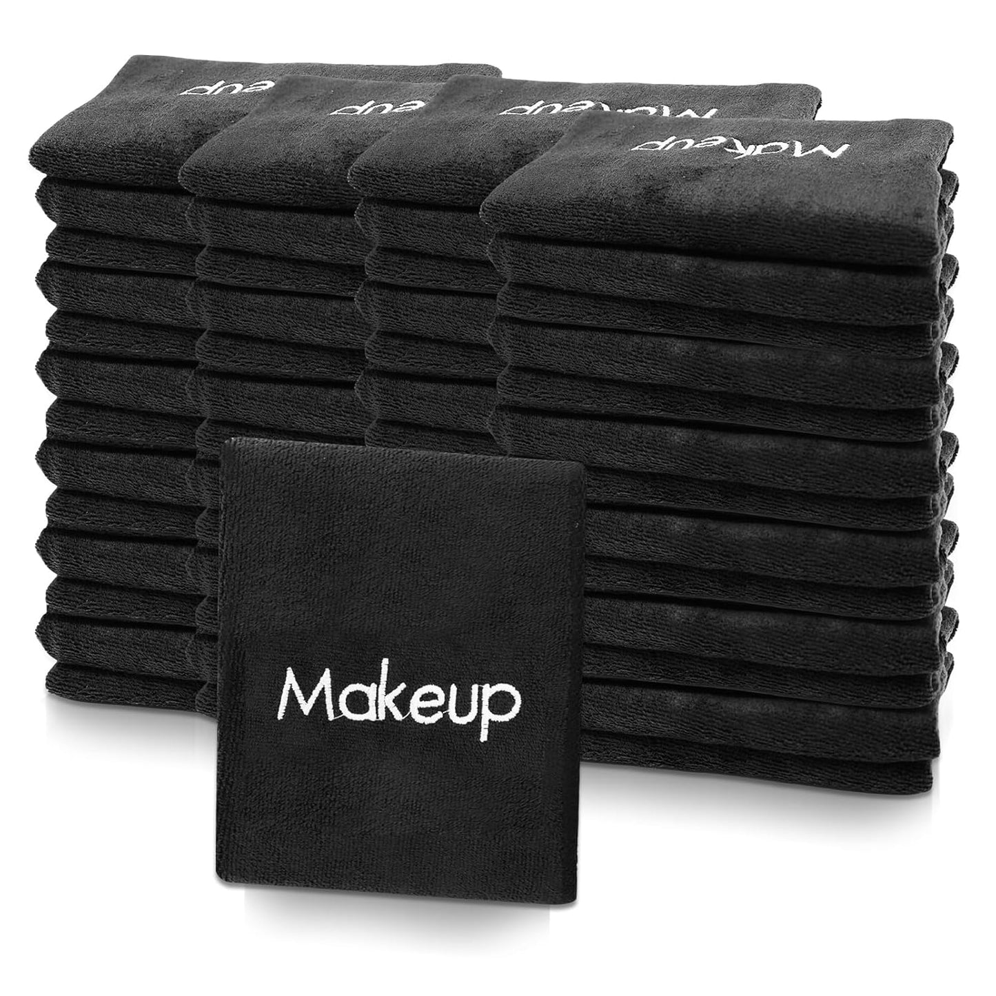 52 Pcs Black Makeup Washcloths - 13x13 Inch Microfiber Makeup Remover Towels - Reusable Soft Absorbent Face Cloth - Facial Cleansing Remover Washcloths for Women Skin Cleaning