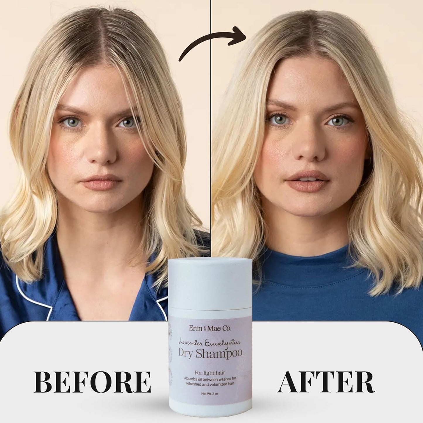 Dry Shampoo Powder | Natural Refreshing Non-Aerosol Organic Shampoo For Women & Men | Artificial Fragrance Free With Less Grease | Travel Size Eco-Friendly Paper Shaker Tube | Light Hair - 2oz