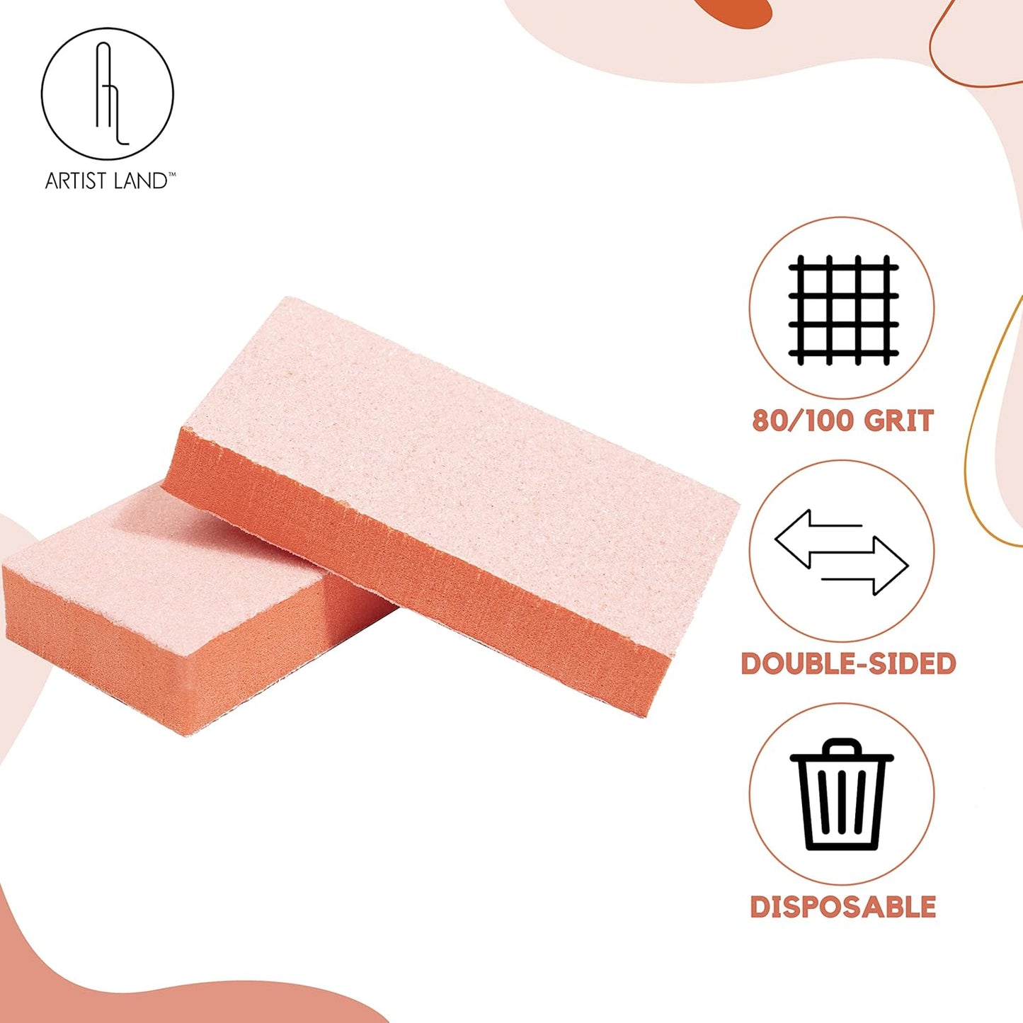 Slim Orange Buffer Set – (80/100 Grit) - 50 Ct- Professional Grade Salon Quality Nail Buffing Blocks Pack for Pre-Application of Polish, Gel, Acrylic, Double-Sided Nail Buffer Blocks