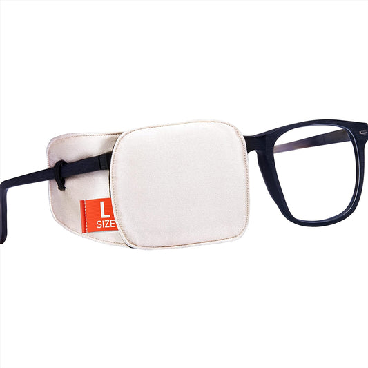 Astropic Large Silk Eye Patch for Adults Kids Big Glasses to Cover Either Eye (Large, Creamy Beige)