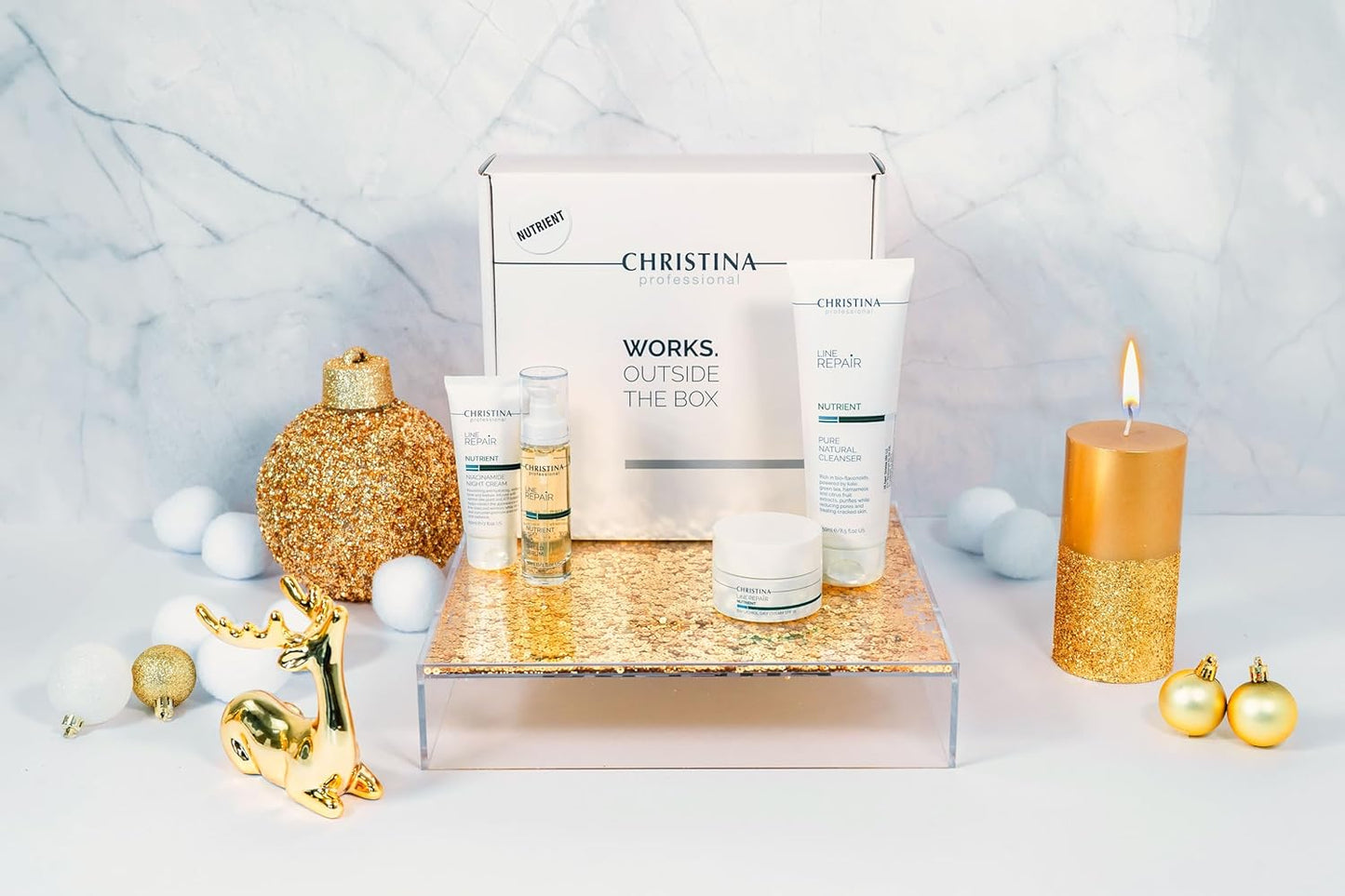 -CHRISTINA- Christmas Gift Box #5 Line Repair Nutrient | Cleanser Serum Day Cream SPF15 Aqua Mist
