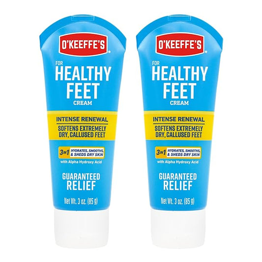 O'Keeffe's for Healthy Feet Exfoliating and Moisturizing Foot Cream, Guaranteed Relief for Extremely Dry, Cracked Feet, Softer Feet in 1 Use, 3.0 Ounce Tube, (Pack of 2)